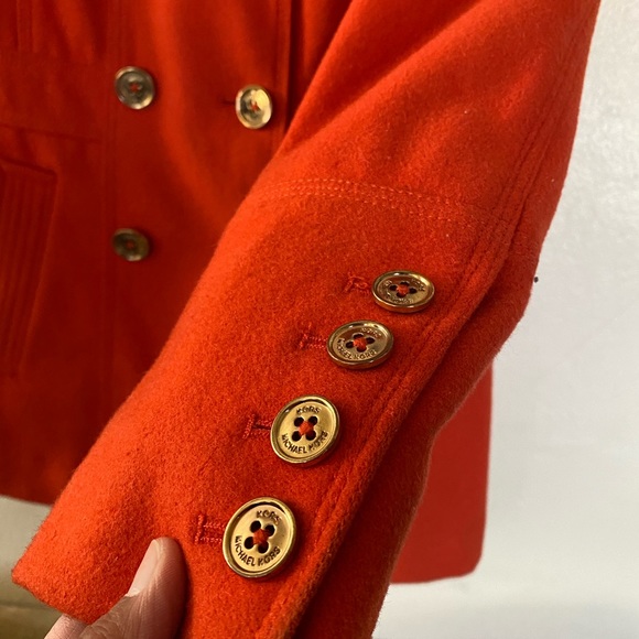 Michael Kors Double-Breasted Wool-Blend Peacoat, Size 4, Orange-Mandarin… - Picture 2 of 7